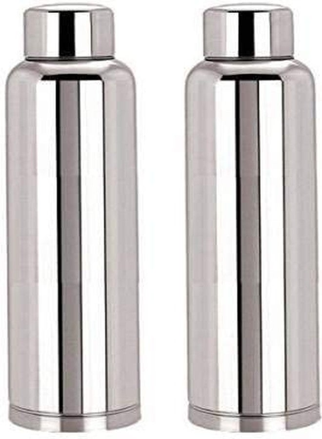 STEEPLE Stainless Steel Fridge Bottle 1000 ml Bottle (Pack of 2, Silver, Steel) - Image 1